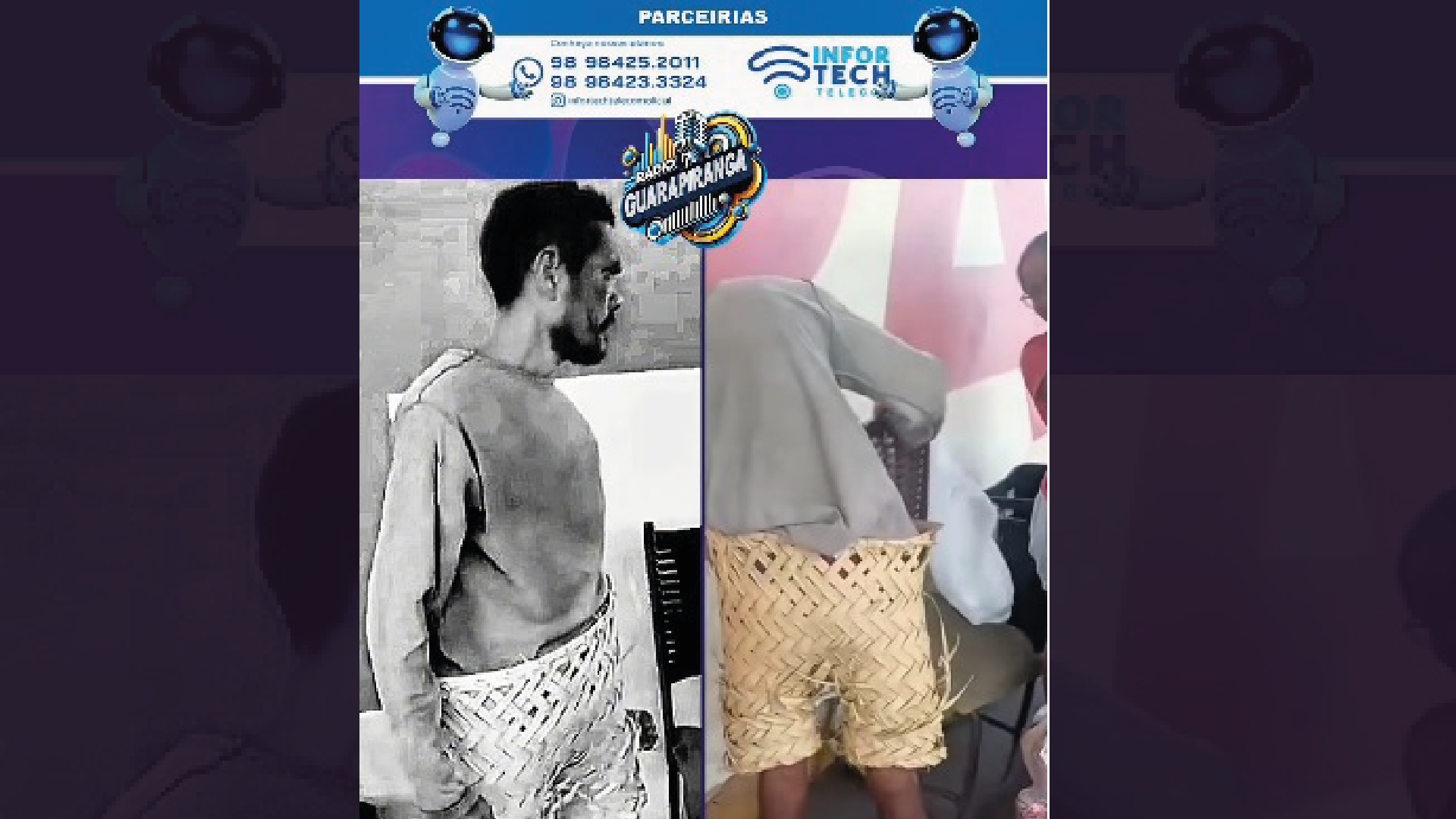Homem viraliza nas Redes Sociais ao aparecer com bermuda feita de palha